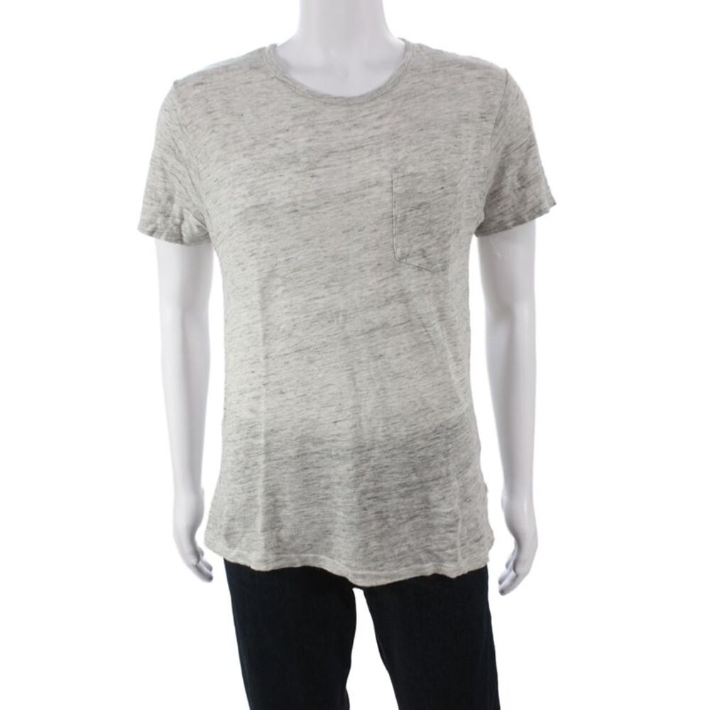 ONIA Mens Basic Short Sleeve Gray 100% Linen T-Shirt Size M